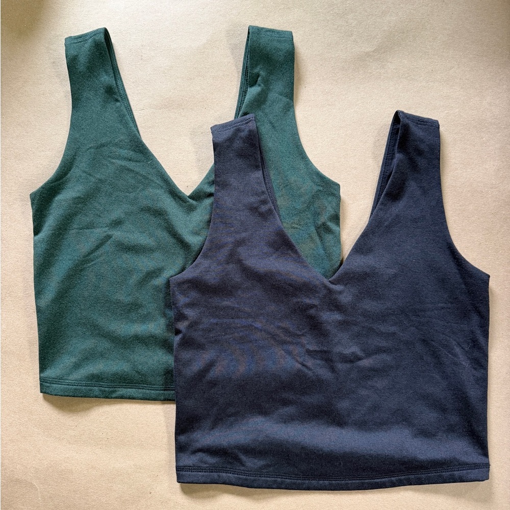 Old Navy CloudComfy V-Neck Cropped Tank Pair in Green & Black